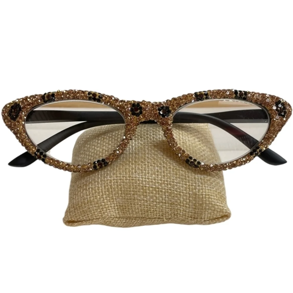Women's Bling Rectangular Leopard-Like Transition Len Reading Glasses +1.5